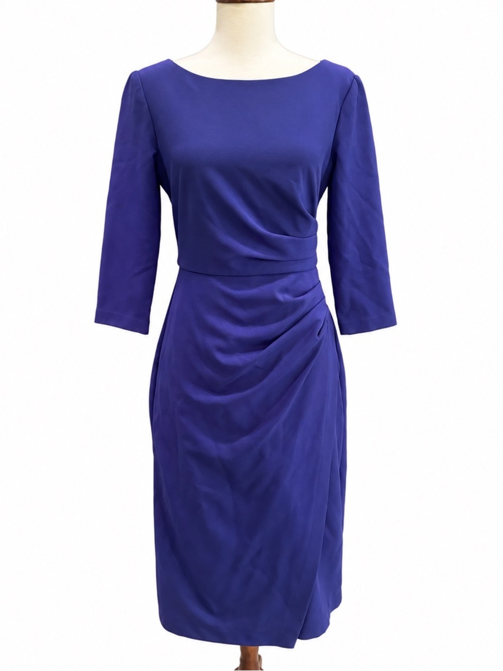 Badgley Mischka Cobalt Blue Midi Sheath Dress with 3/4 Sleeves 4